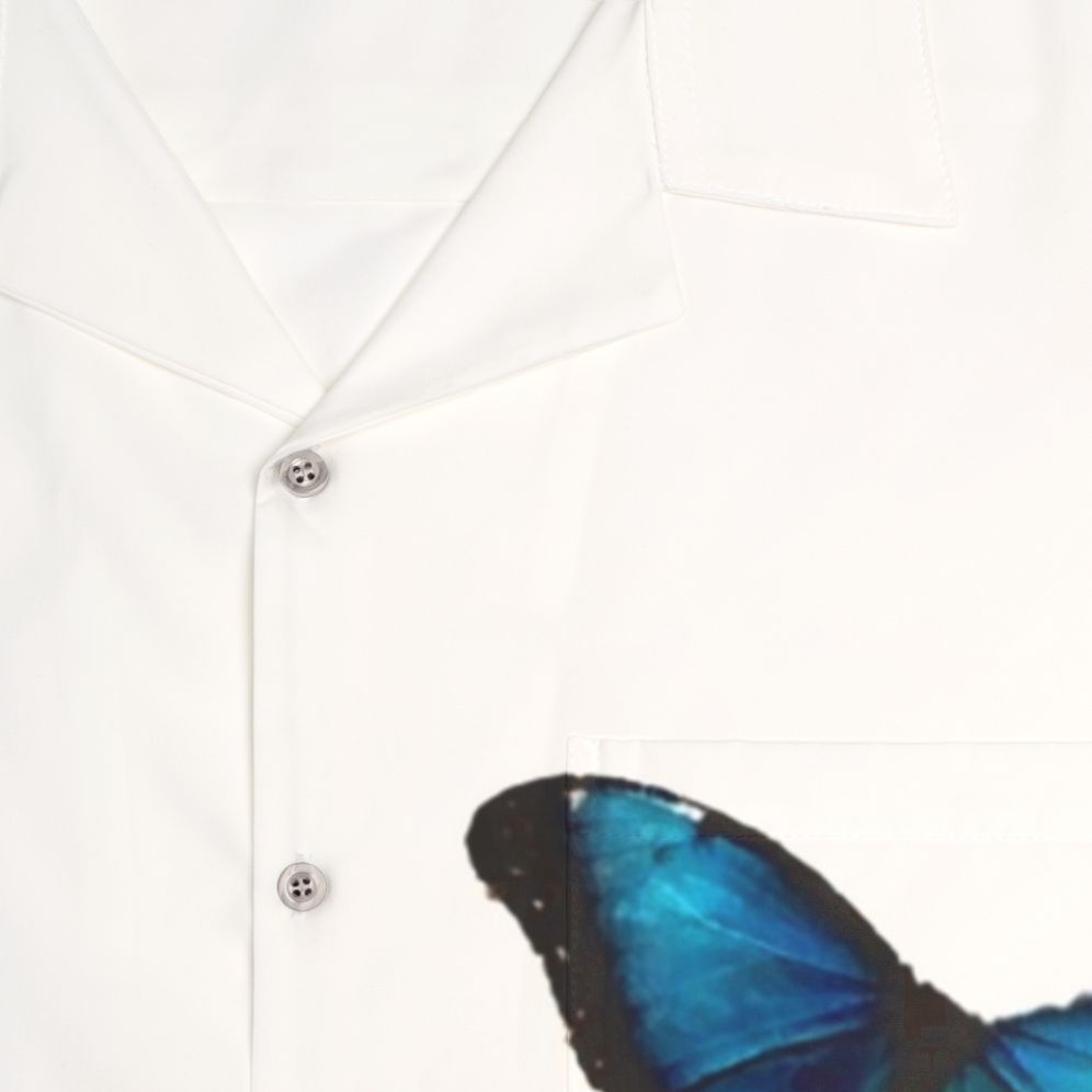 Electric Blue Morpho Butterfly Hawaiian Shirt - Detail