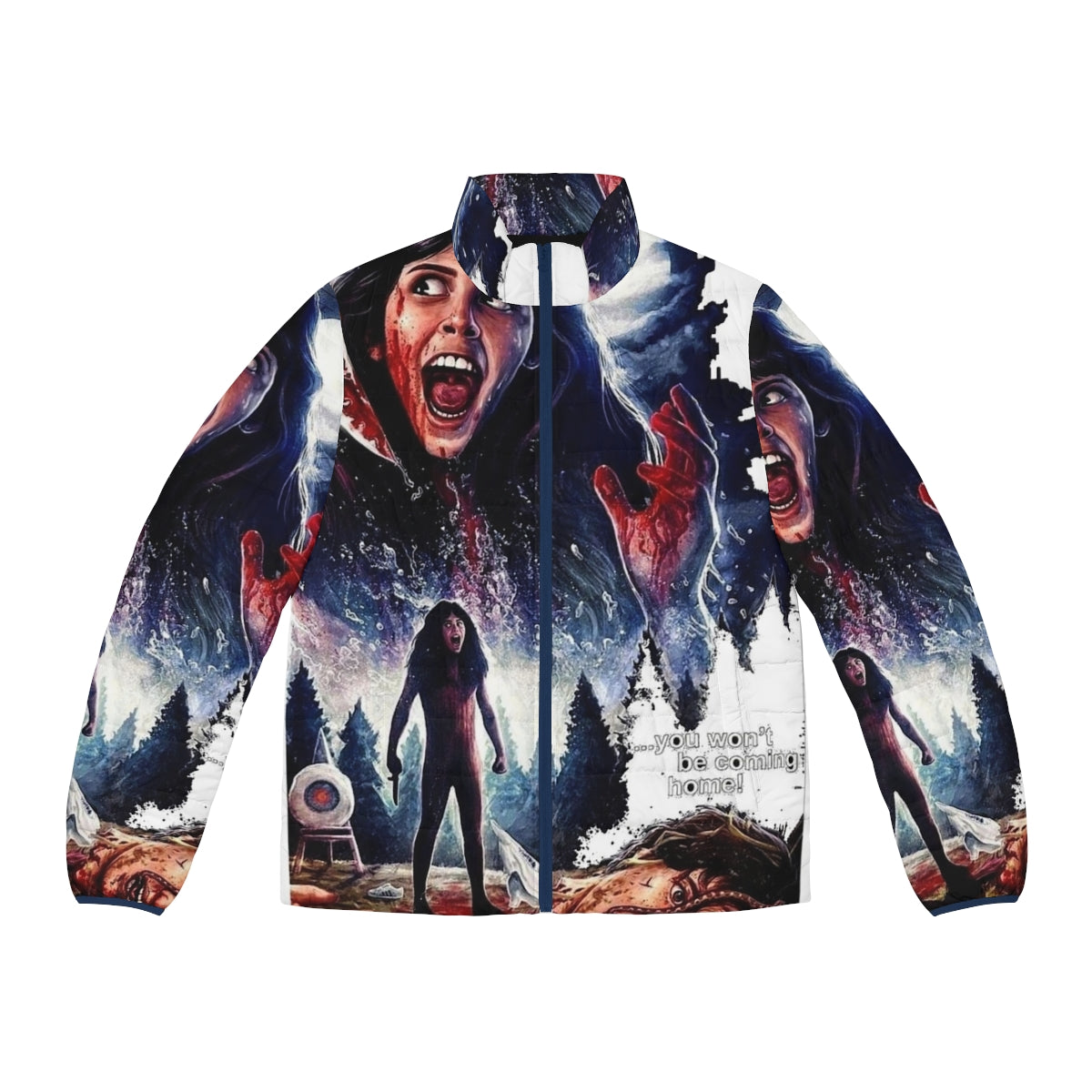 Sleepaway Camp horror movie-inspired puffer jacket with retro design