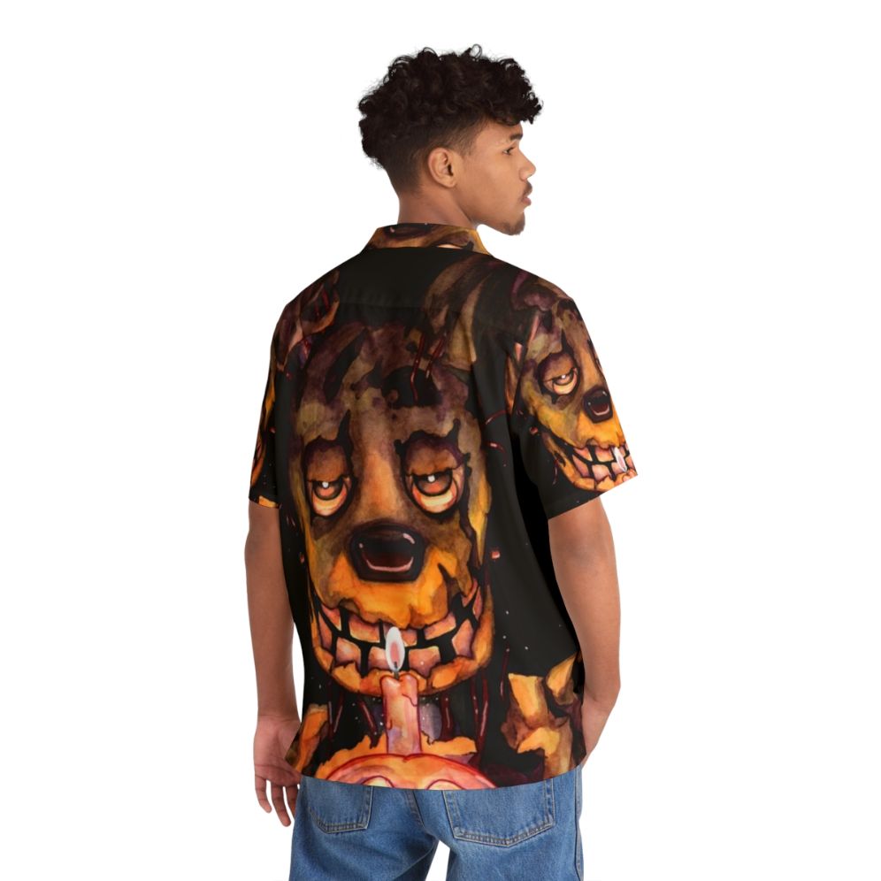 Spooky Hawaiian Shirt with Five Nights at Freddy's Watercolor Fanart - People Back