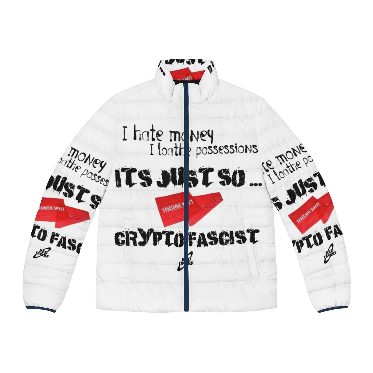 Crypto fascist anti-establishment sci-fi puffer jacket