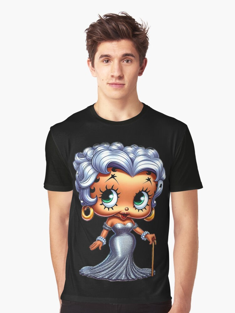 Vintage Betty Boop graphic t-shirt featuring an older, regal-looking Betty Boop with a cane - Men