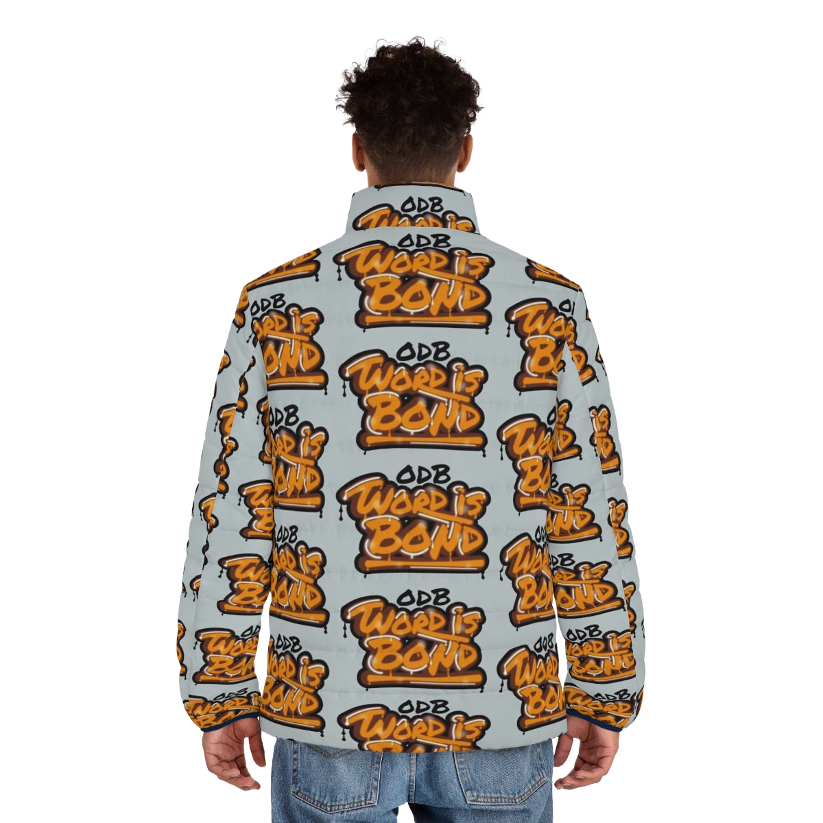 ODB "Word Is Bond" puffer jacket with graffiti-style graphic - men back