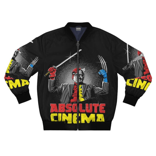 Stylish cinema-inspired bomber jacket featuring a superheroes design