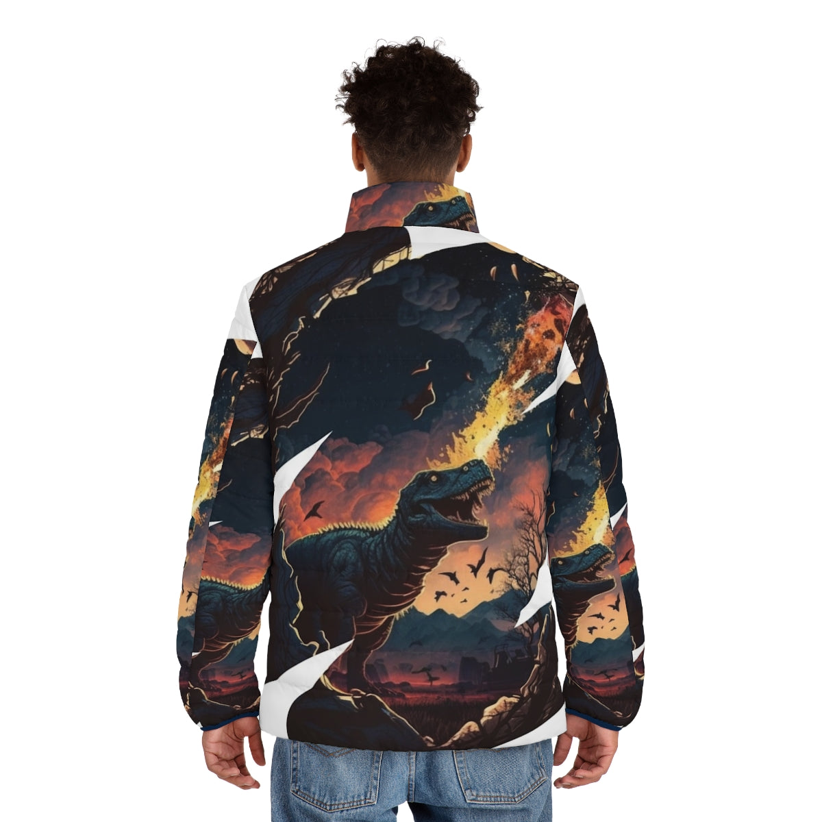 Dinotopia 1 Dinosaur Puffer Jacket featuring a T-Rex design - men back