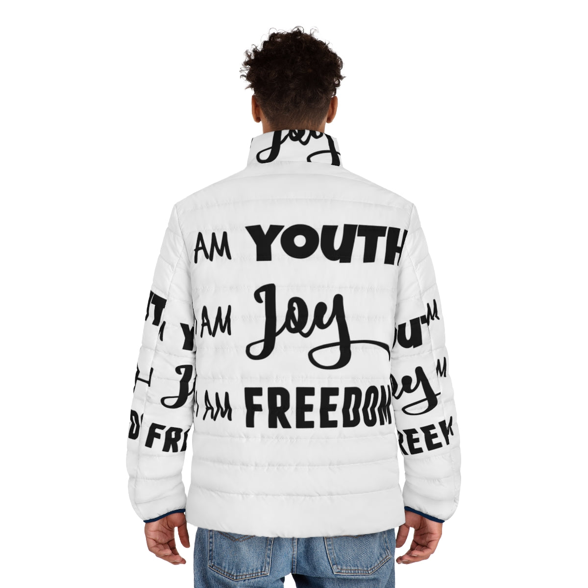 "I Am Puffer Jacket" - Embrace your youth, joy, and freedom with this Disney-inspired puffer jacket - men back