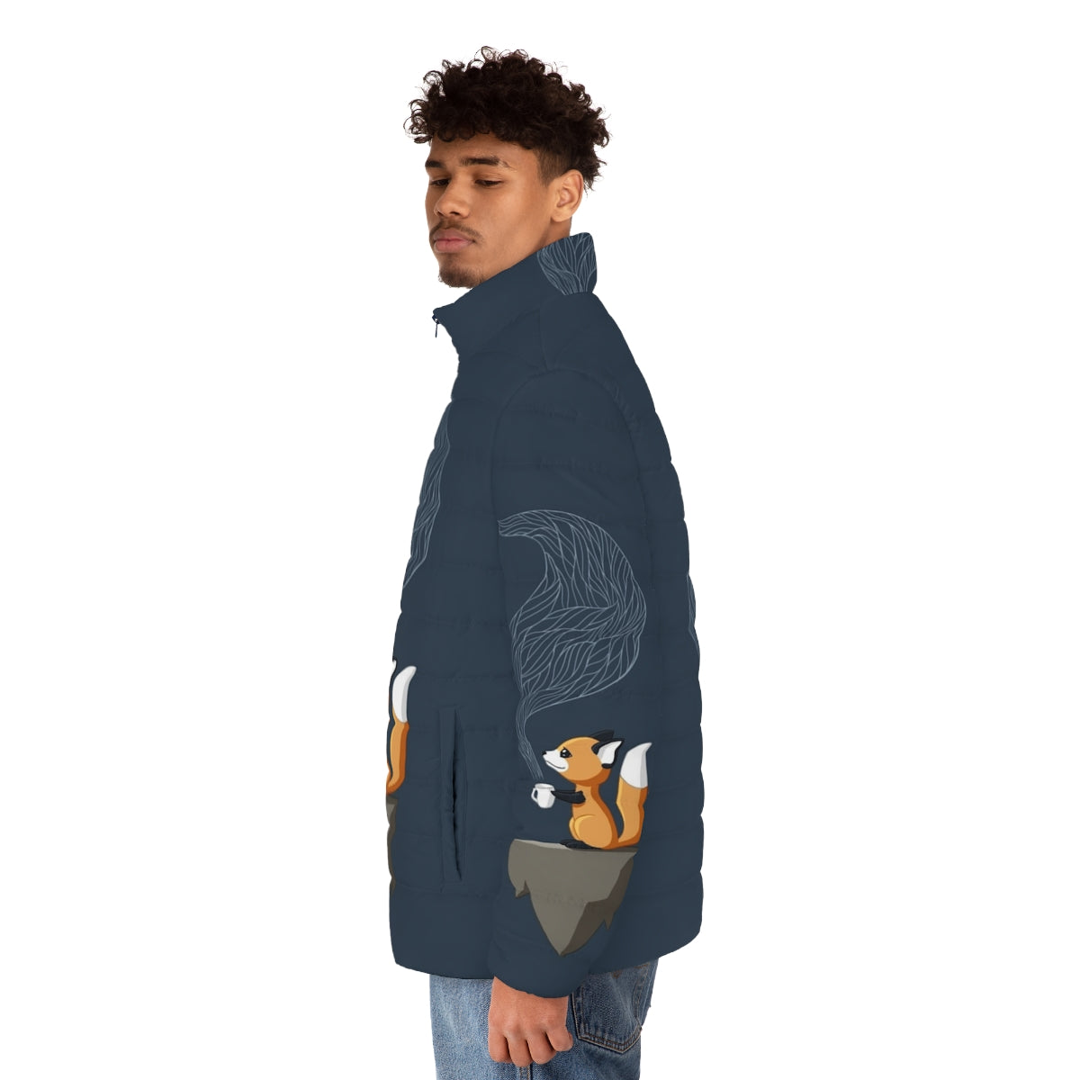 Adorable Fox Tea Puffer Jacket for Children - men side left