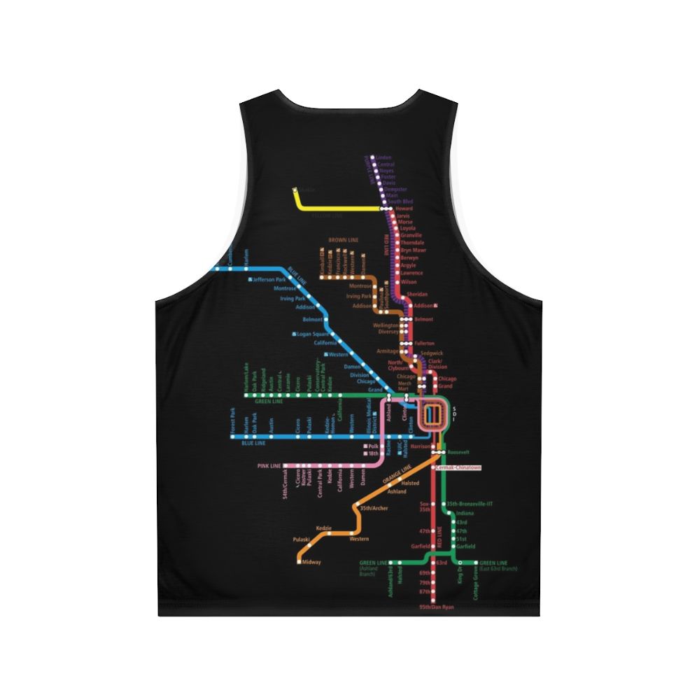 Chicago Trains Map Unisex Tank Top - Back