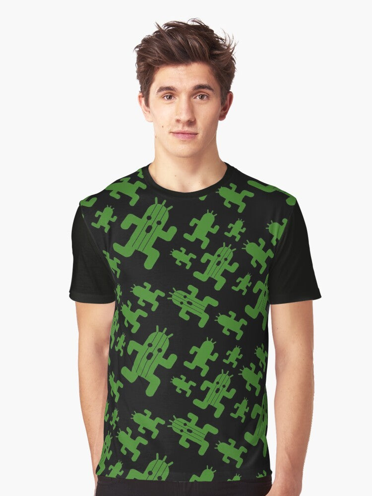 Cactuar character from the Final Fantasy video game series printed on a graphic t-shirt - Men