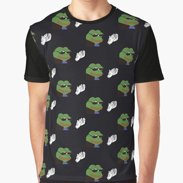 Easy Clap graphic t-shirt with a sun-faced emoji design, perfect for gamers, streamers, and meme enthusiasts.