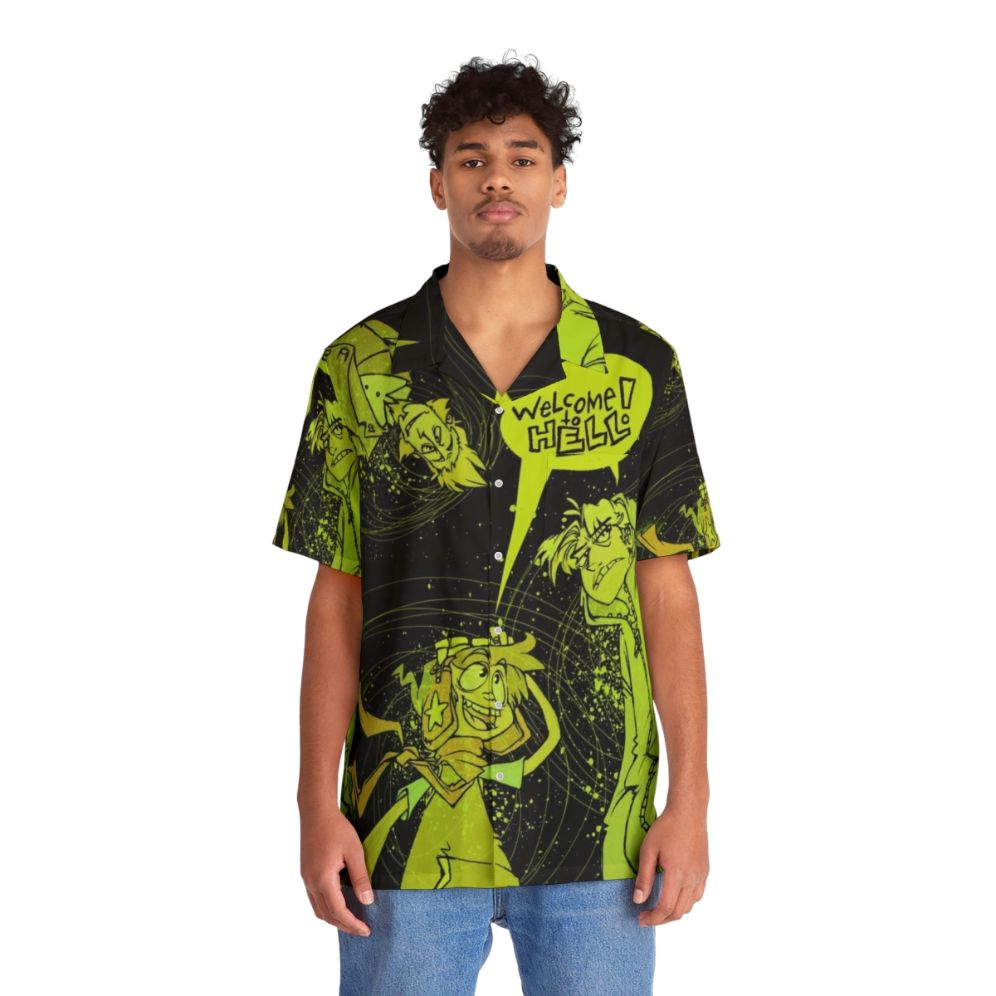 Spooky "Welcome to Hell" Hawaiian Shirt Design - People Front