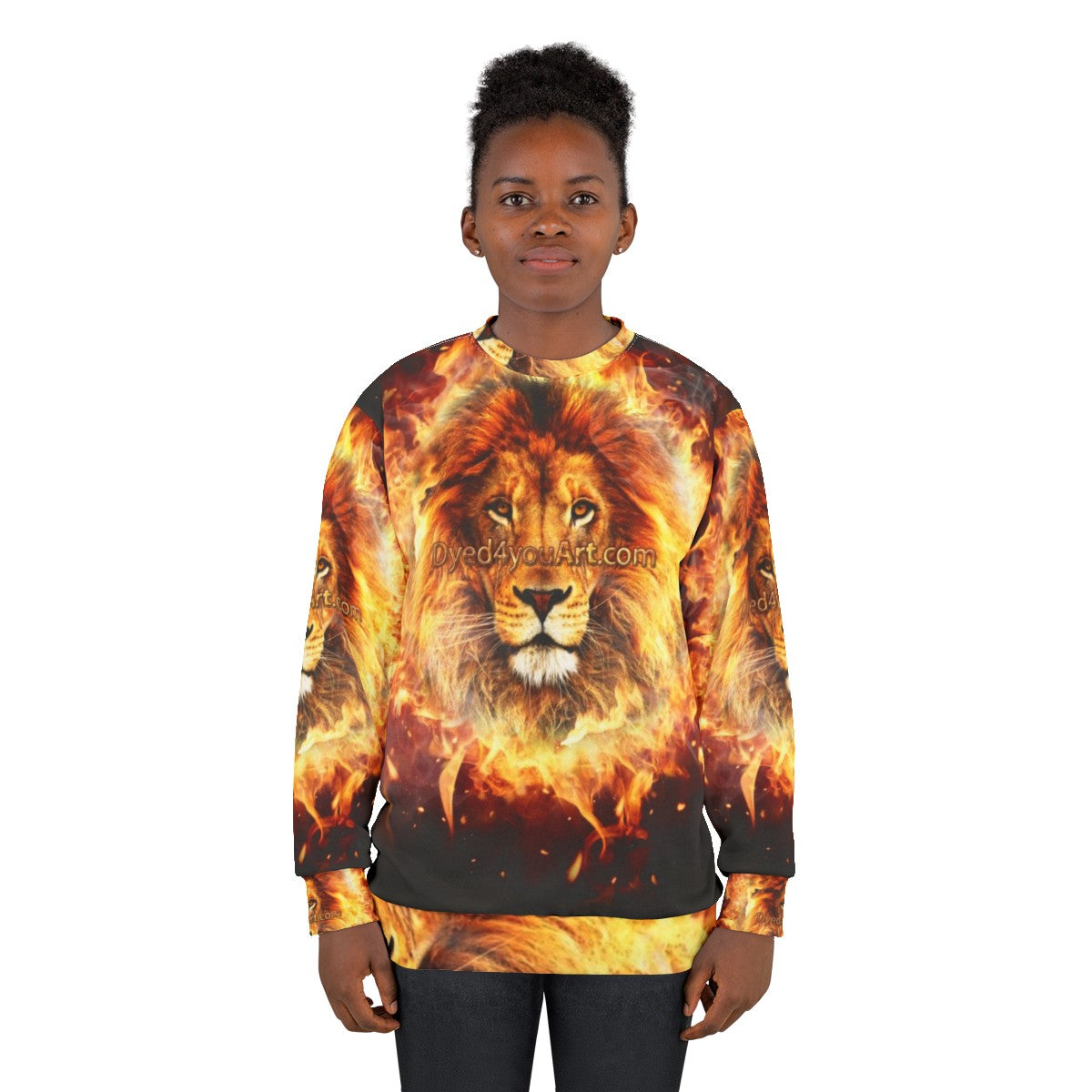 Fiery Lion of Judah Christian Sweatshirt - women