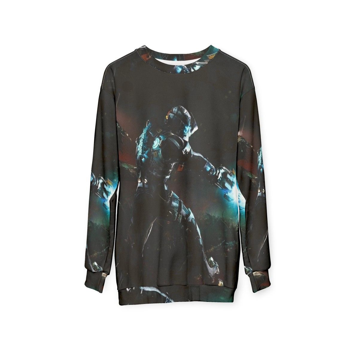 Dead Space Themed Sweatshirt with Iconic Video Game Imagery - hanging