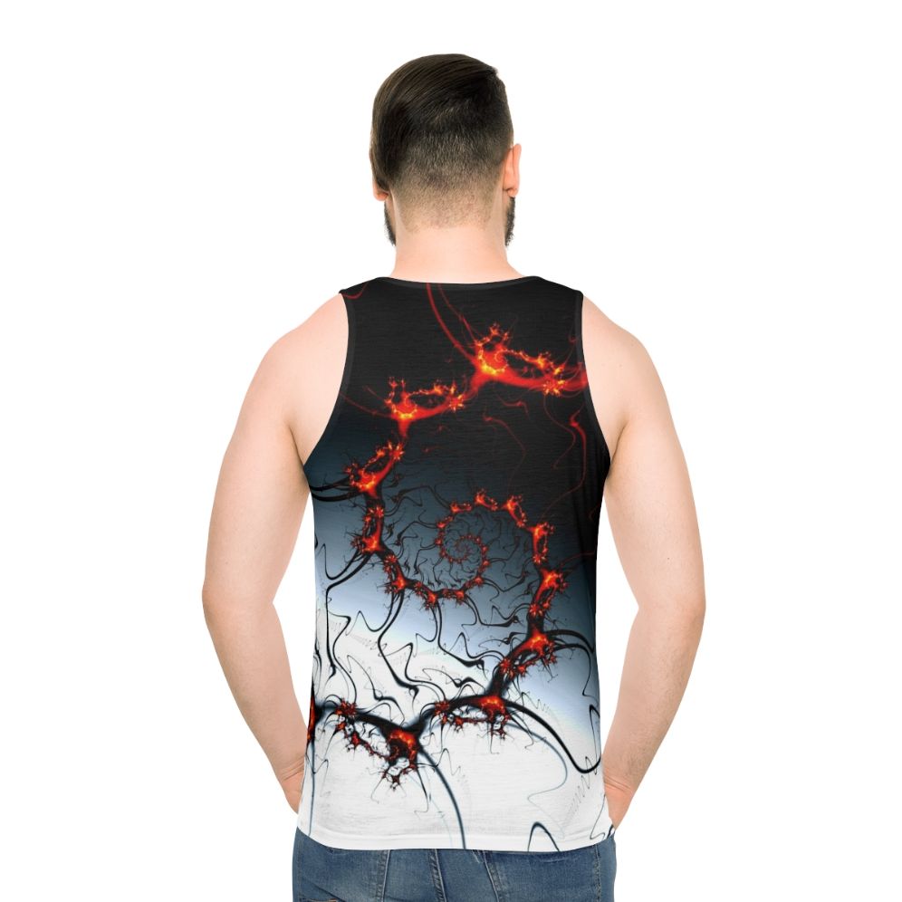 Burning fractal spiral design on unisex tank top - men back