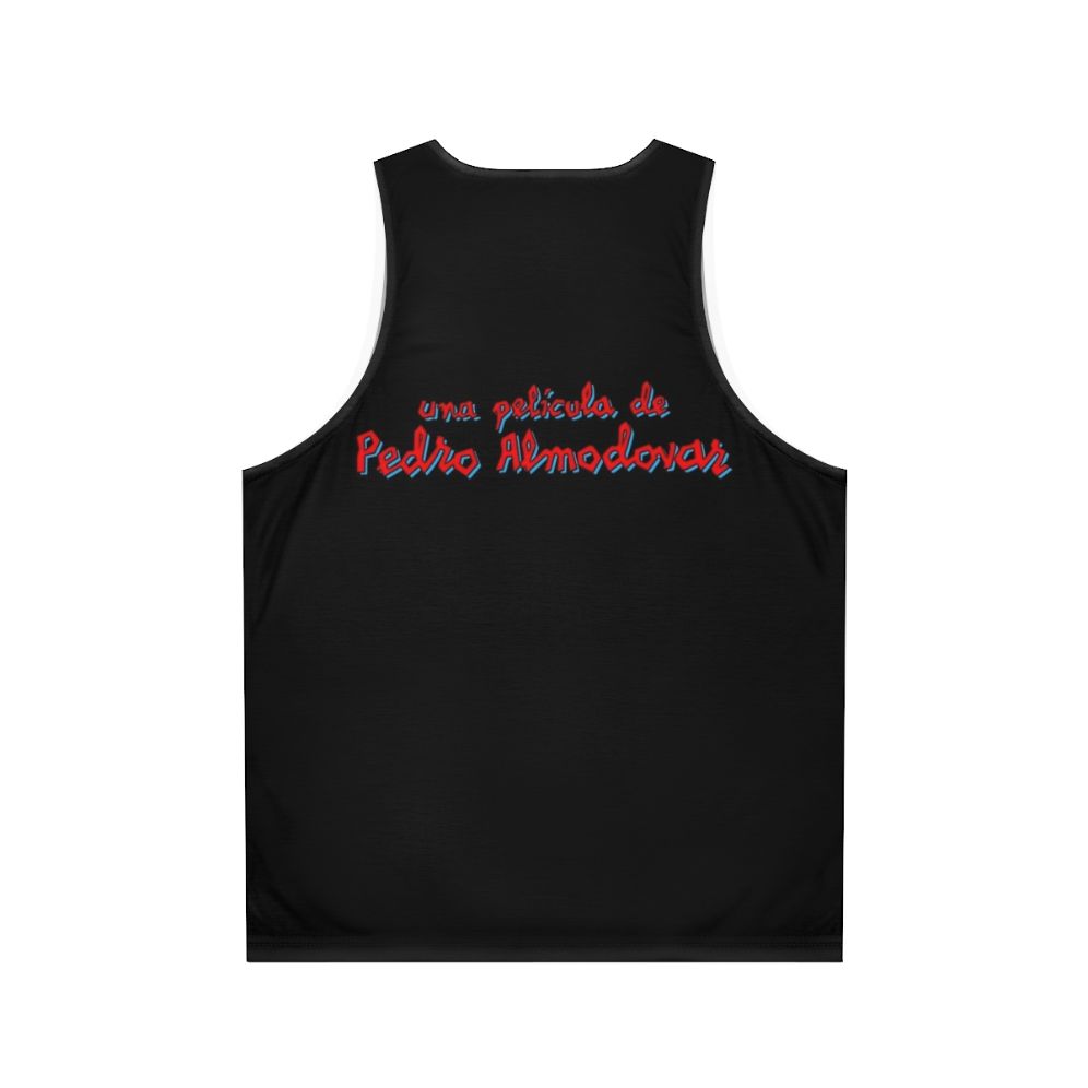 Unisex tank top featuring Pedro Almodovar, acclaimed Spanish film director - Back