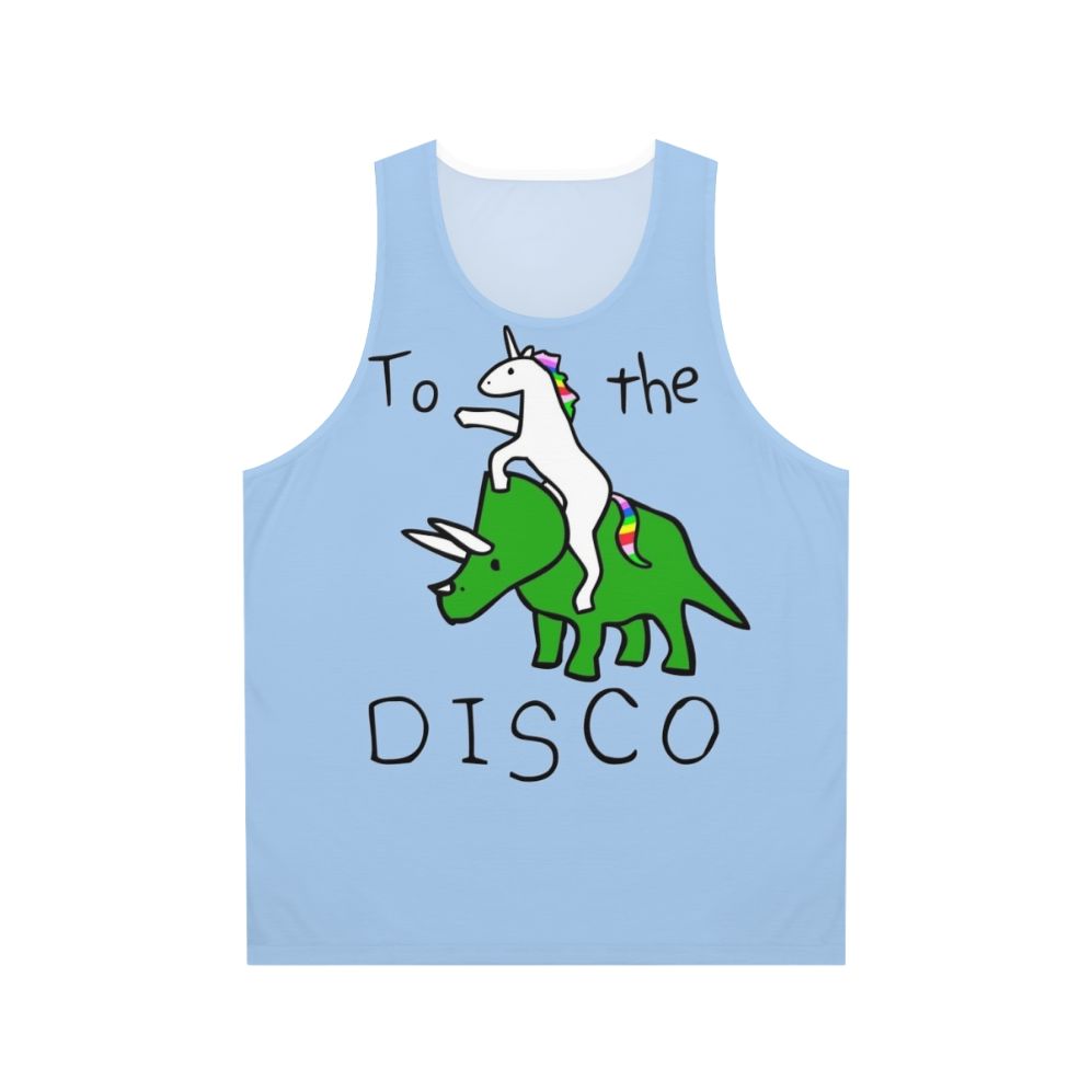 Disco Unicorn Riding Triceratops Unisex Tank Top