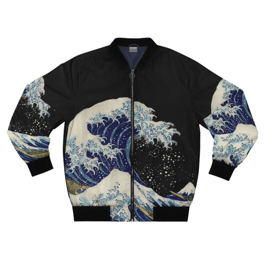 Bomber jacket featuring Hokusai's iconic "The Great Wave off Kanagawa" painting