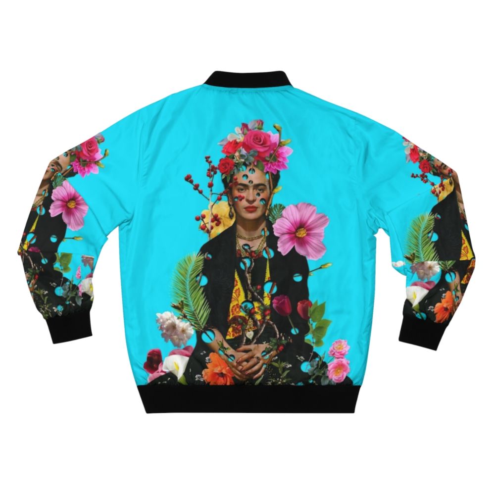 Frida Kahlo inspired feminist flower art bomber jacket - Back