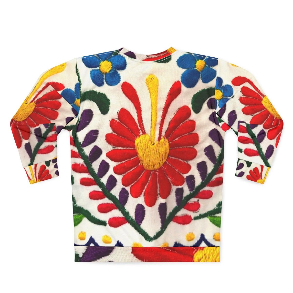 Mexican flowers sweatshirt with red floral design - Back