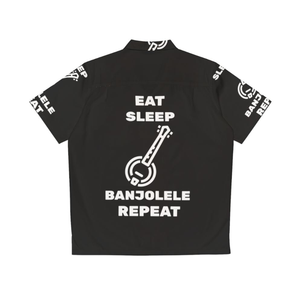 Banjolele Hawaiian Shirt with "Eat Sleep Banjolele Repeat" Design - Back