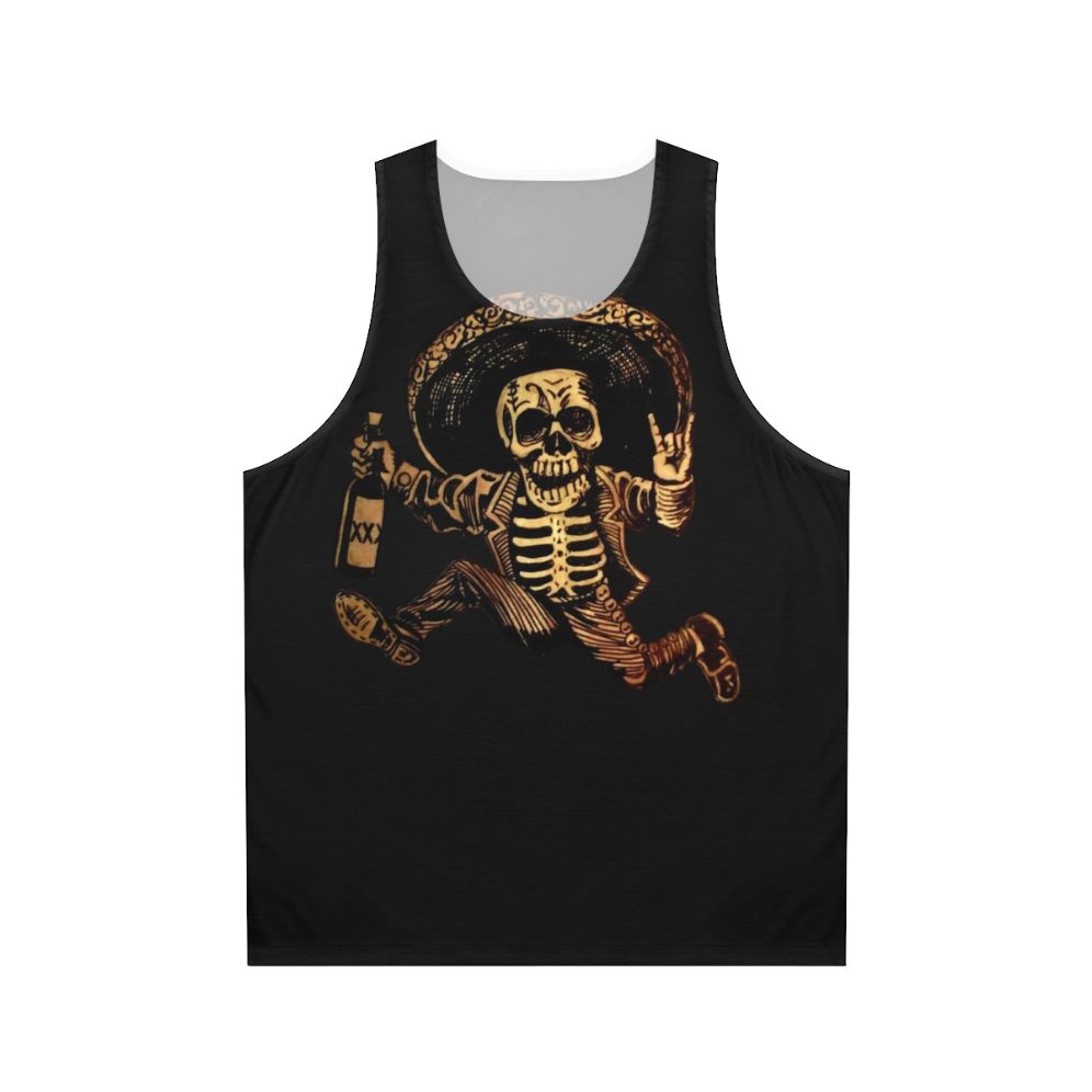 day of the dead tank top with posada mexican folk art and sugar skull design