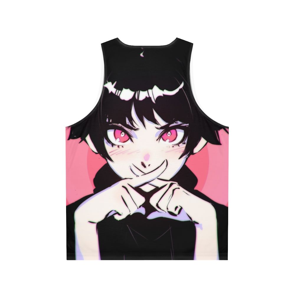 Anime-inspired Batsu unisex pink tank top - Back