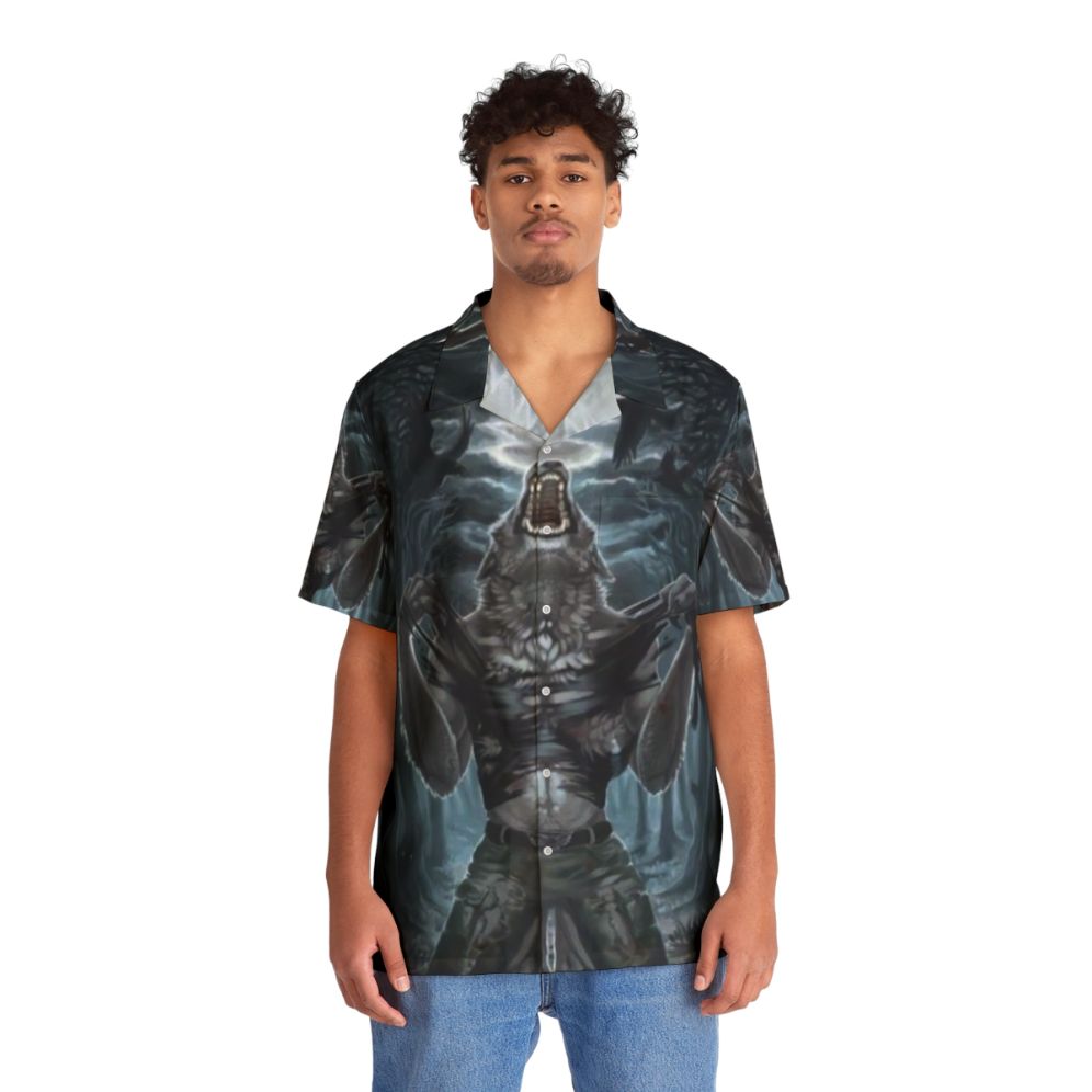 Werewolf ripping meme Hawaiian horror shirt - People Front