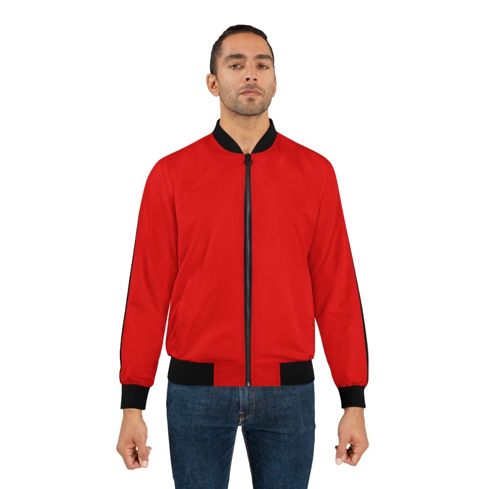 Lucio Fontana inspired abstract art bomber jacket in red - Lifestyle