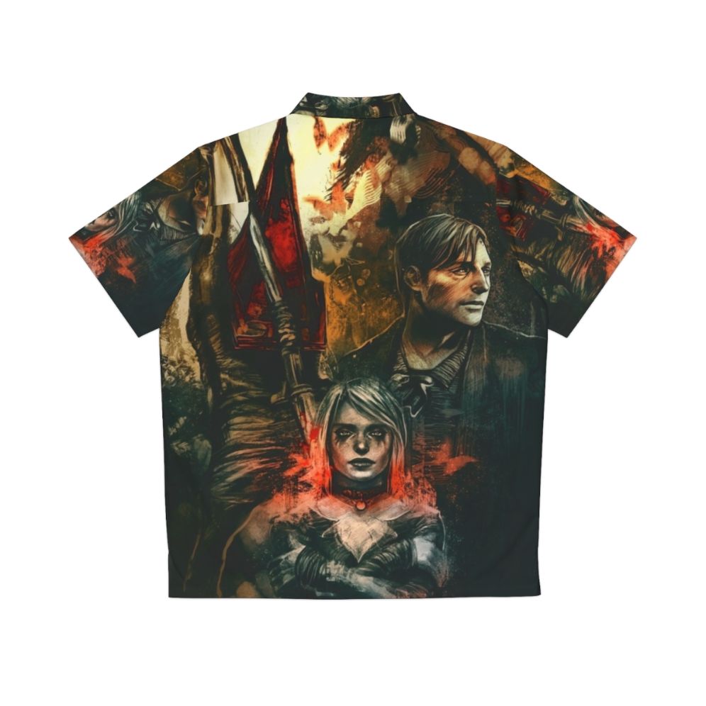 Silent Hill 2 Hawaiian Shirt with Pyramid Head Design - Back