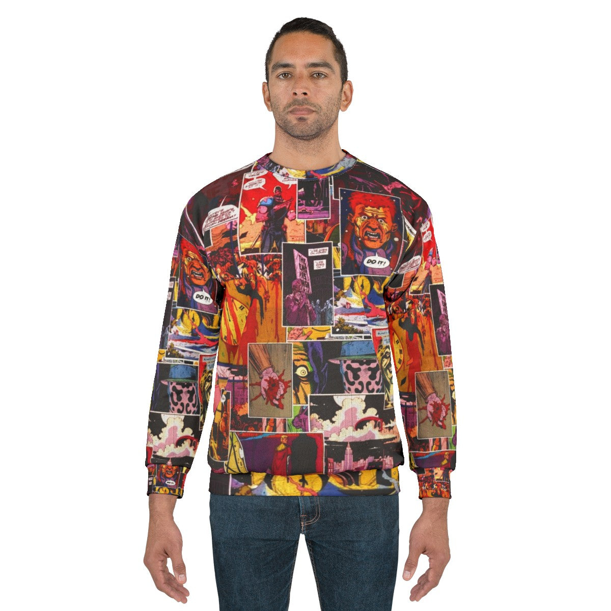 Watchmen comic book inspired sweatshirt with collage of characters - men