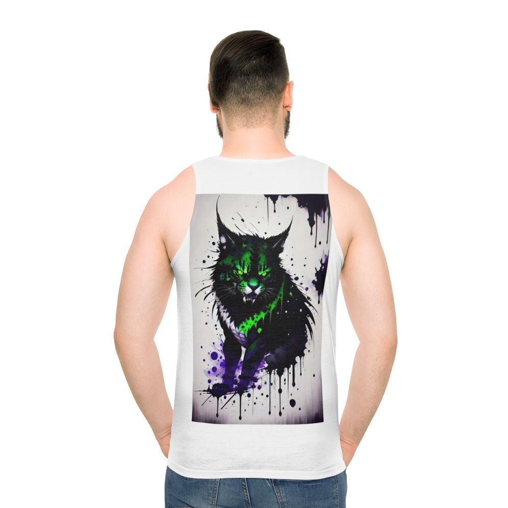 Monster Cat Unisex Tank Top - men back