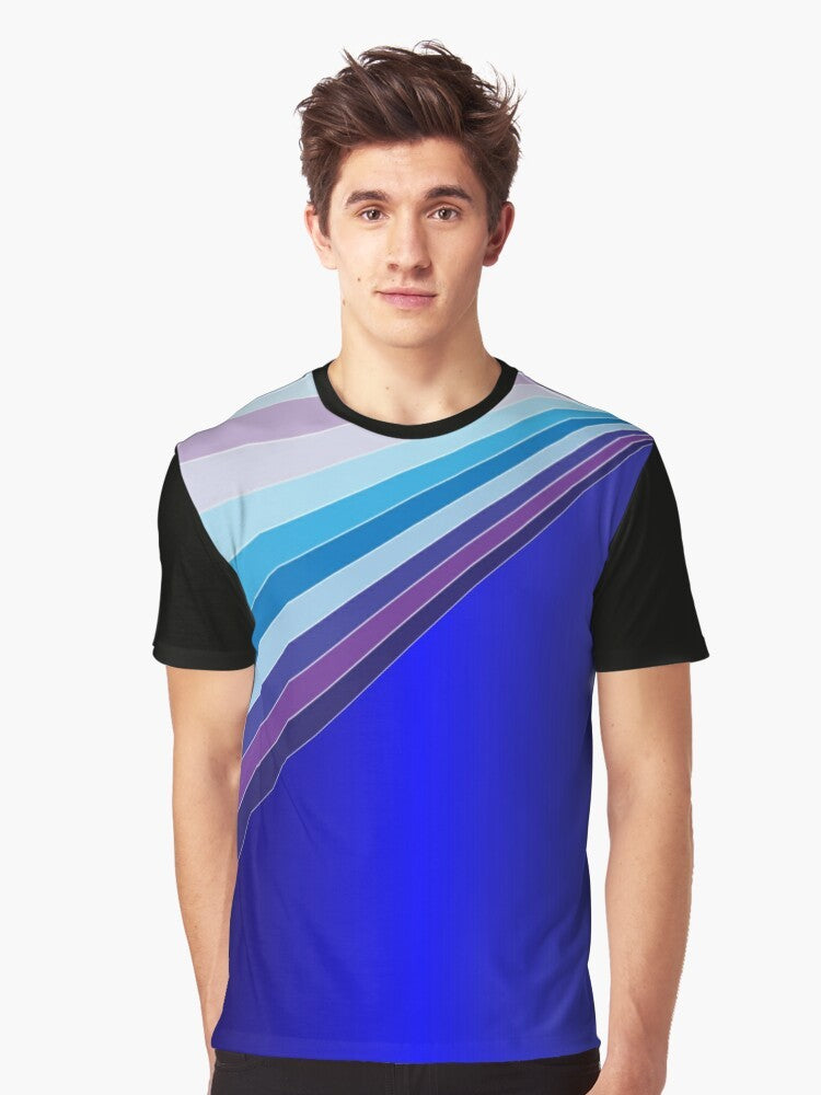 Retro 70s disco-inspired graphic t-shirt with ABBA-style music and light pattern - Men