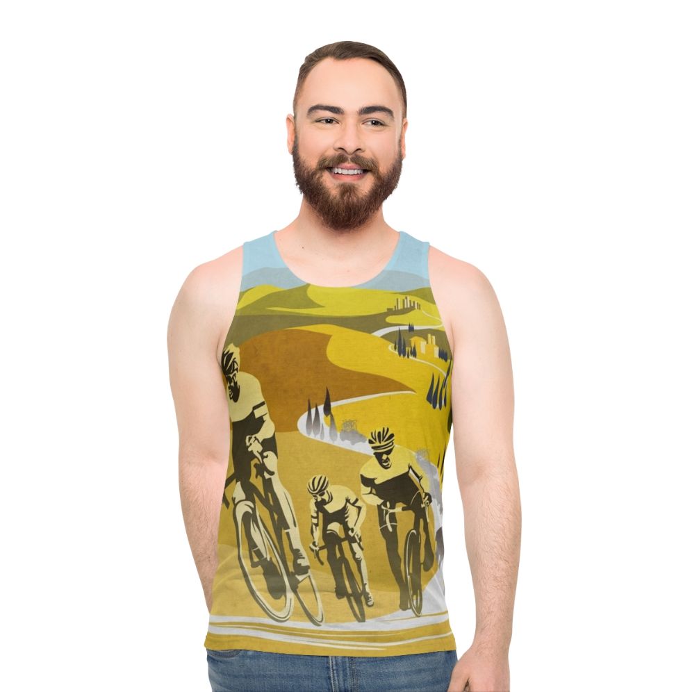 Strade Bianche retro cycling art unisex tank top - men