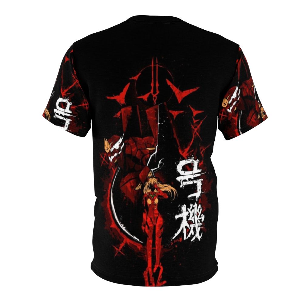 Neon Genesis Evangelion inspired graphic tee with mecha and anime character designs - Back