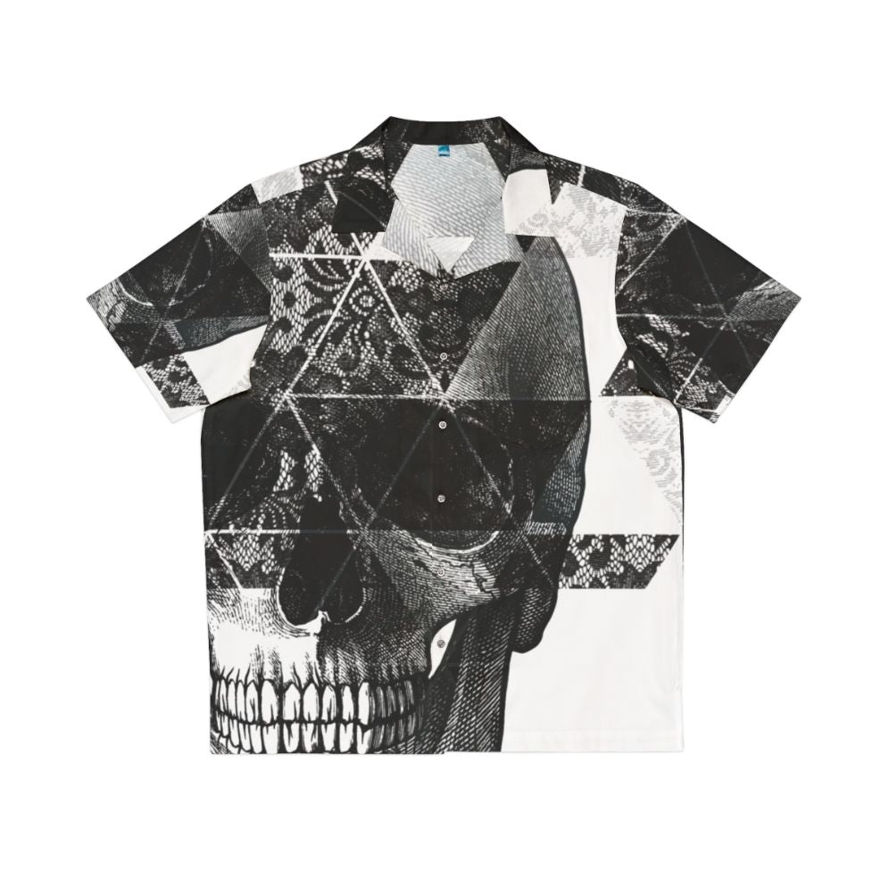 Dia de Los Muertos Hawaiian Shirt with Geometric Skull and Triangle Patterns