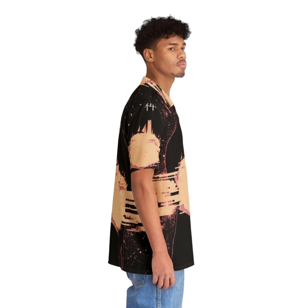 Cosmic Glitch Hawaiian Shirt featuring outer space and glitch art design - People Pight