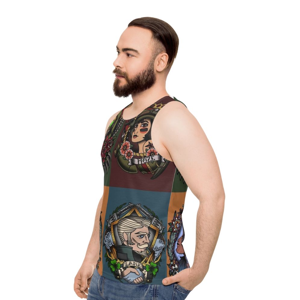 Borderlands 3 Vintage Tattoo Style Unisex Tank Top - men side