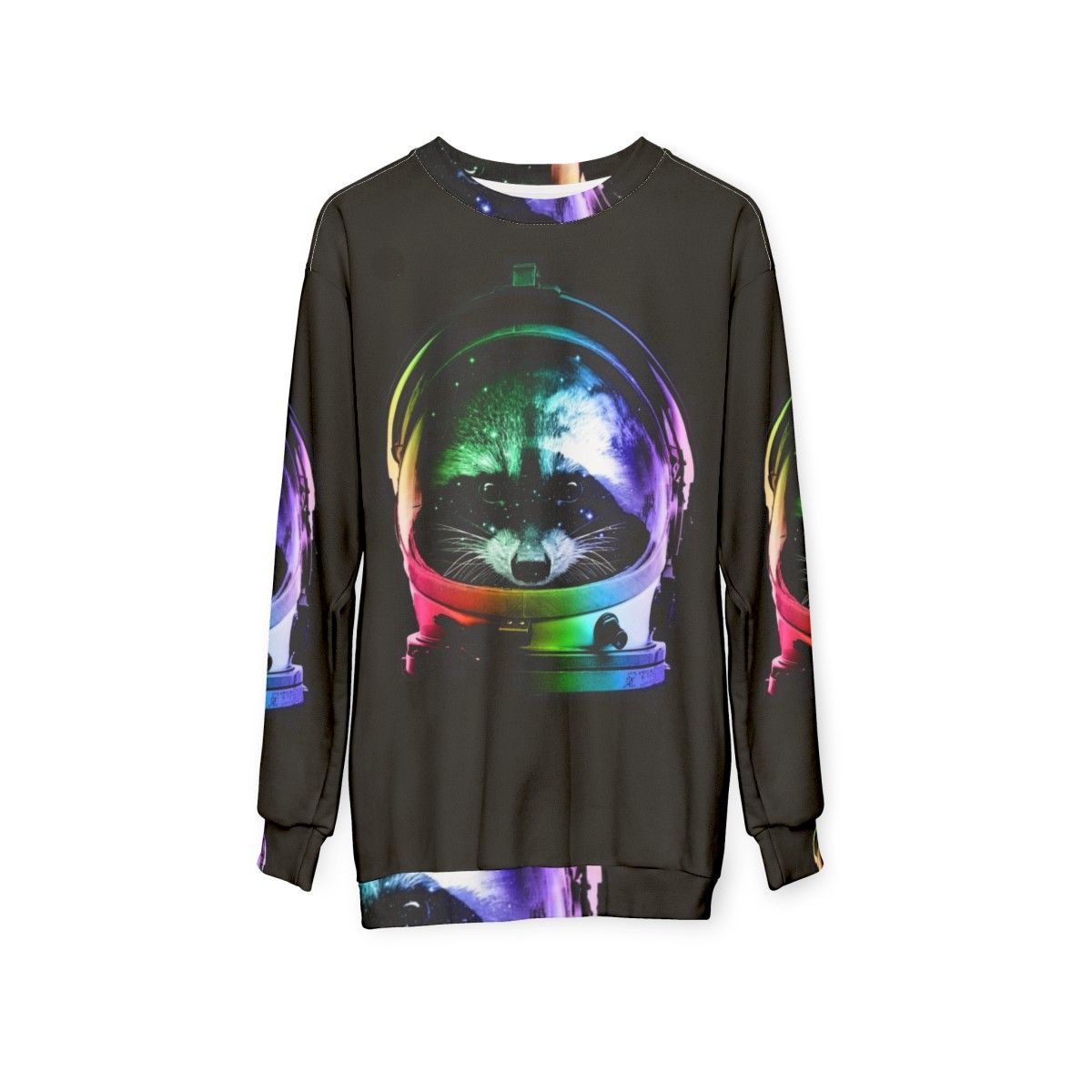 Astronaut Raccoon Sweatshirt - Cosmic Creature Design - hanging