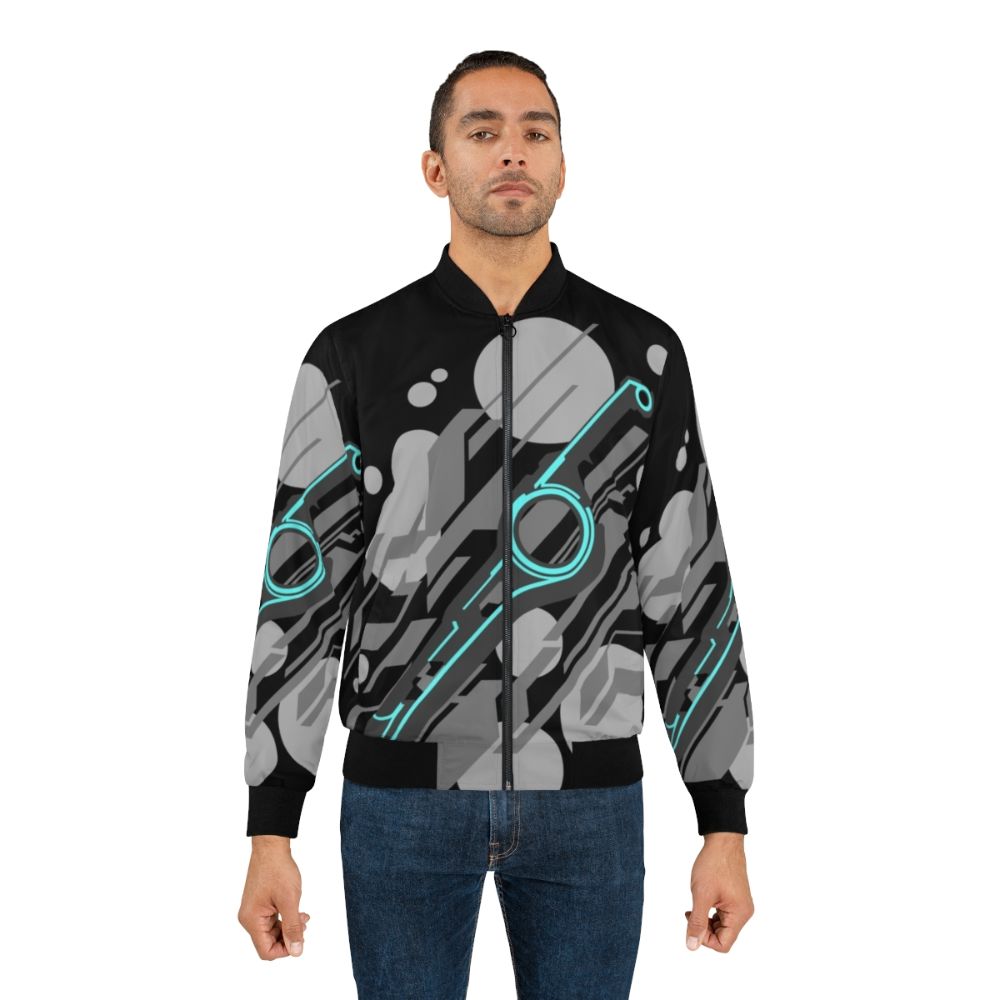 Monado Abstract Grey Bomber Jacket - Lifestyle