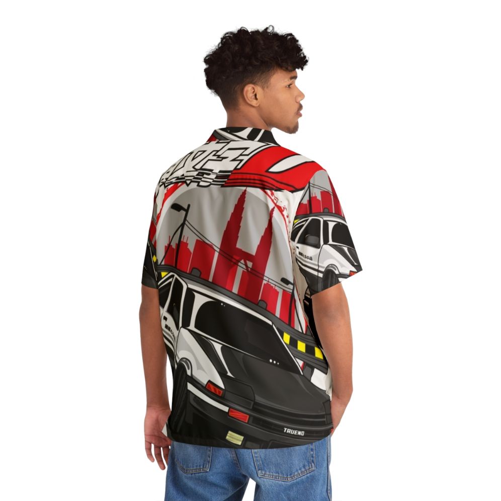 Initial D Themed Hawaiian Shirt with Vintage Automotive Graphics - People Back