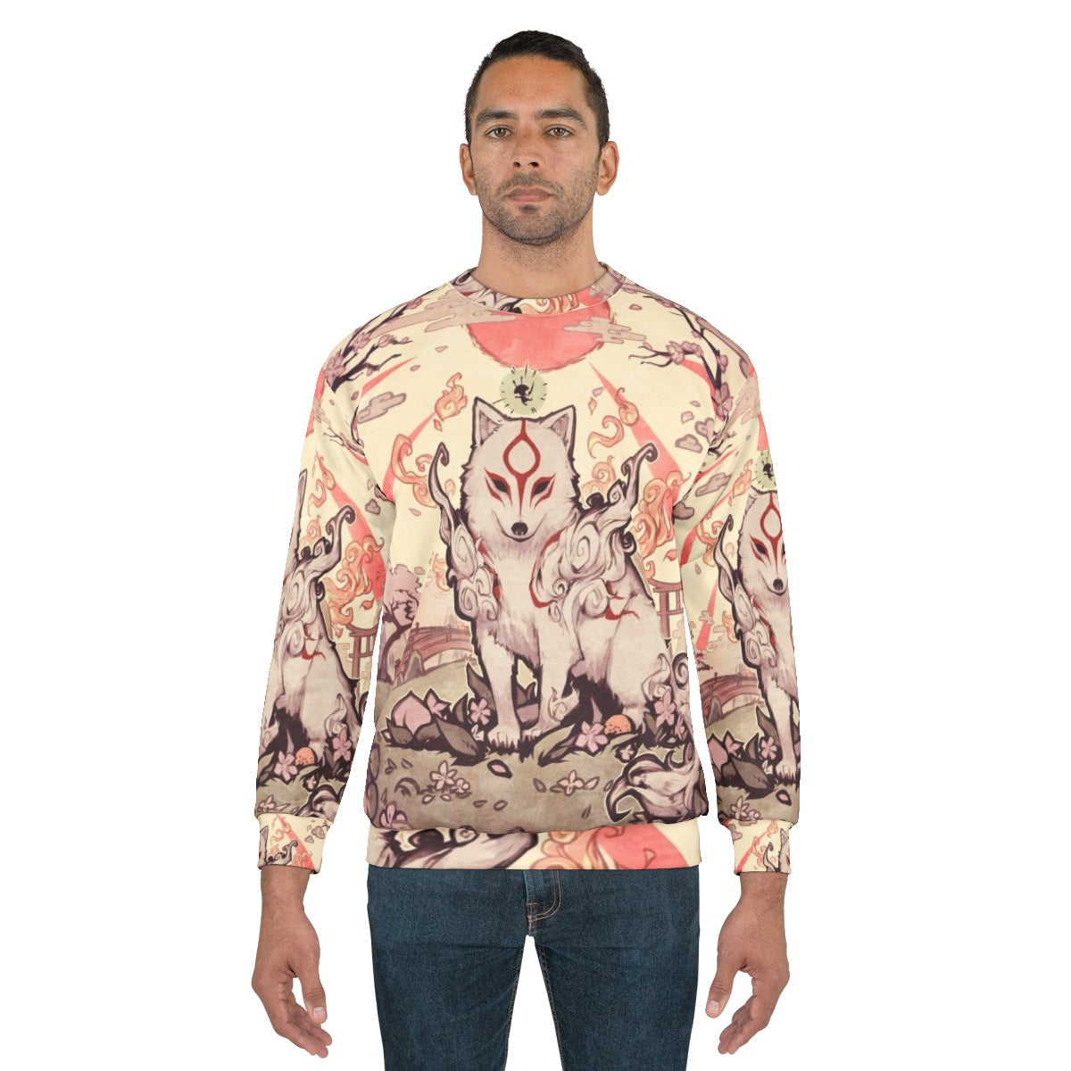 Amaterasu inspired fluffy goddess sweatshirt - men