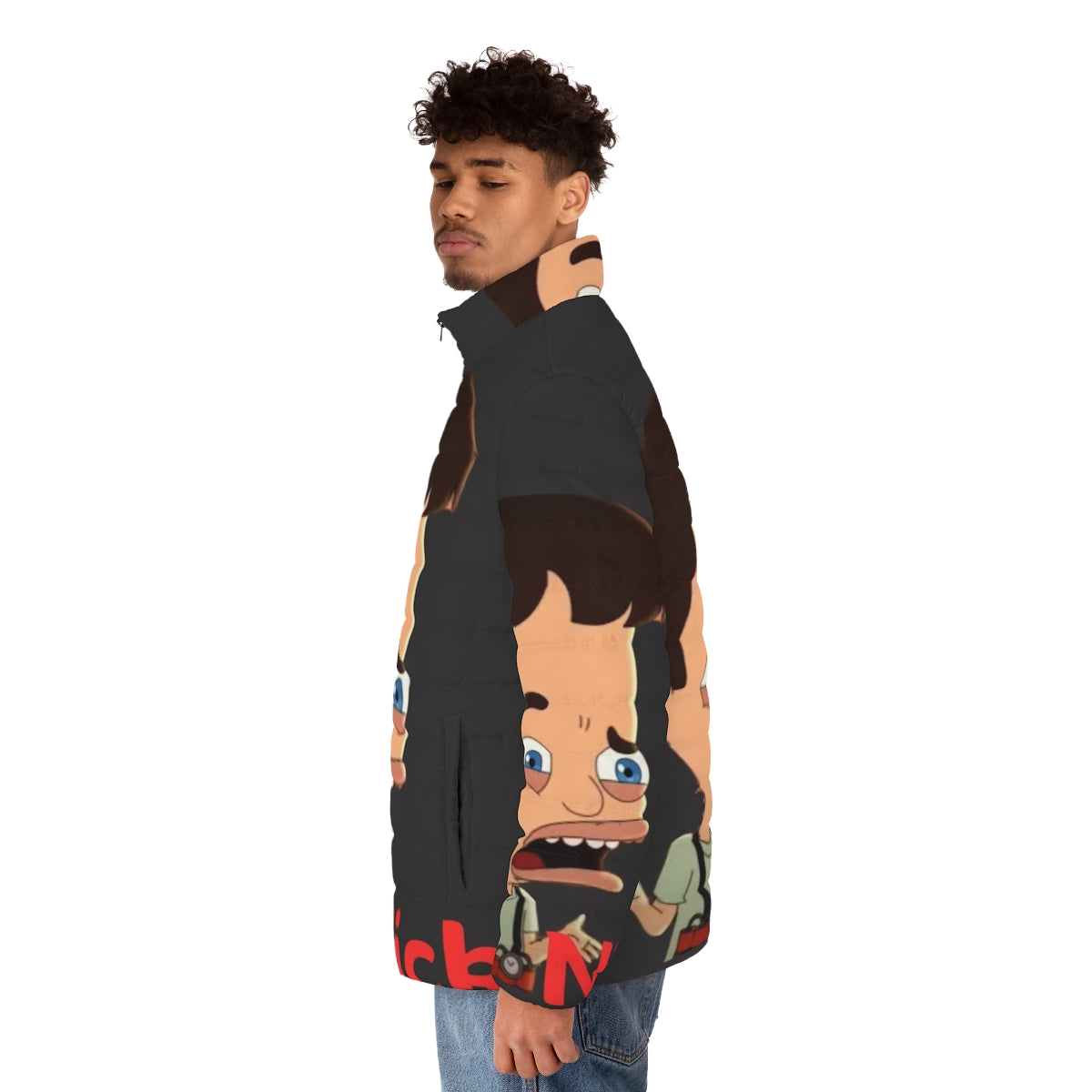 Big Mouth Nick Birch Fan Art Puffer Jacket - men side left