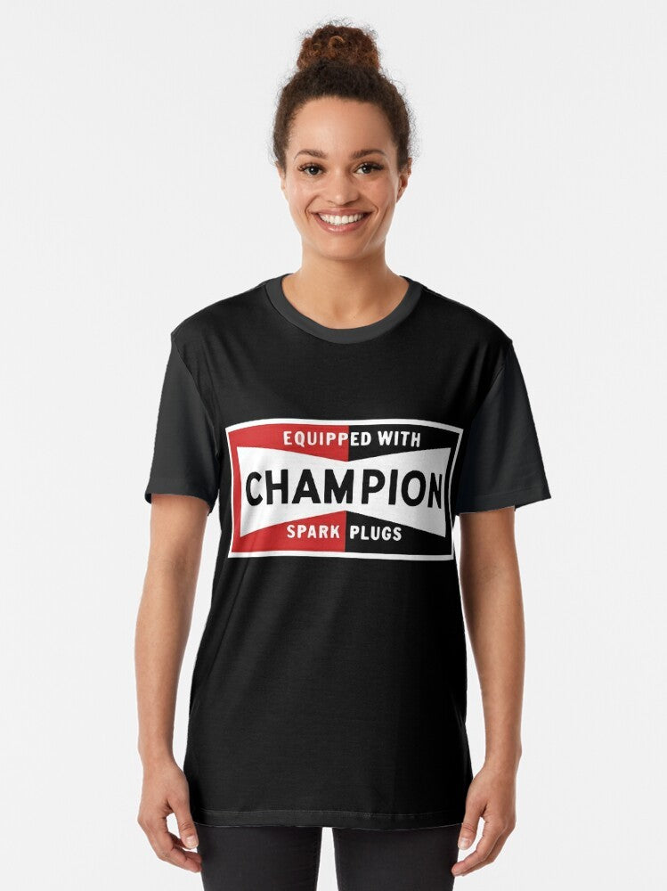 Vintage Champion Spark Plugs Hot Rod Graphic T-Shirt - Women