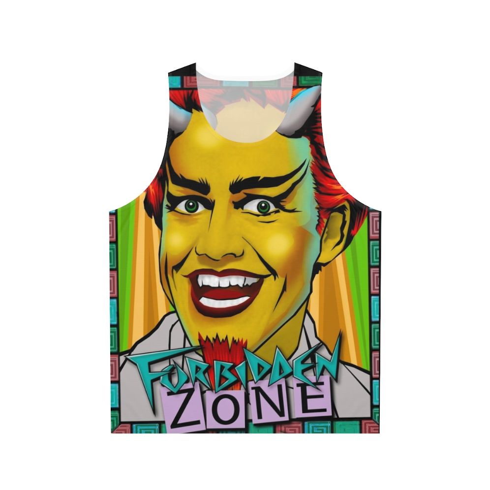 Unisex tank top with Forbidden Zone pop culture fanart design