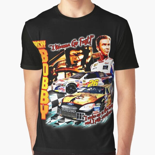 A vintage-style graphic t-shirt featuring the iconic Ricky Bobby from the hit movie Talladega Nights.