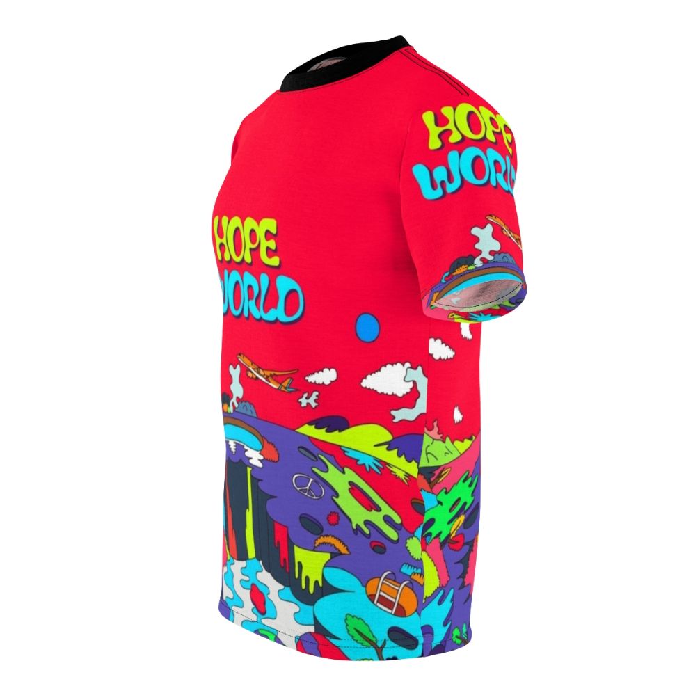 Fashionable AOP t-shirt featuring BTS member J-Hope's "Hope World" artwork - men left