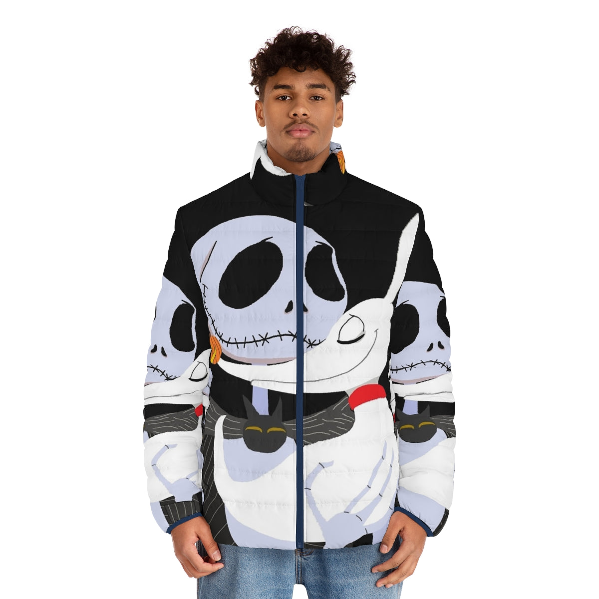 Puffer jacket featuring Jack Skellington and Zero from The Nightmare Before Christmas - men front