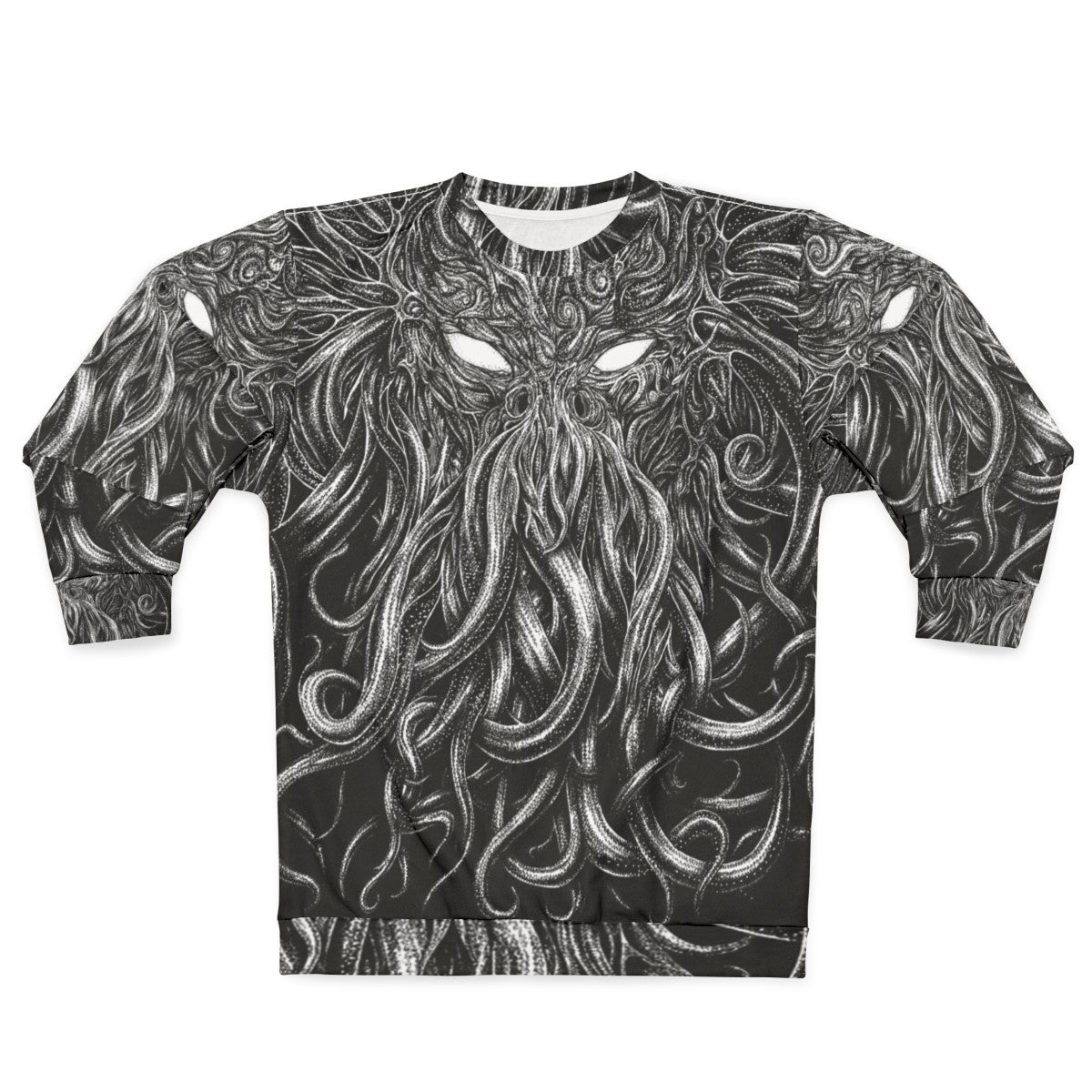 Black sweatshirt with Lovecraft and Cthulhu inspired design