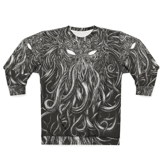 Black sweatshirt with Lovecraft and Cthulhu inspired design