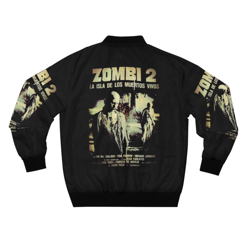 Zombi 2 horror-themed bomber jacket with zombie and gore graphics - Back