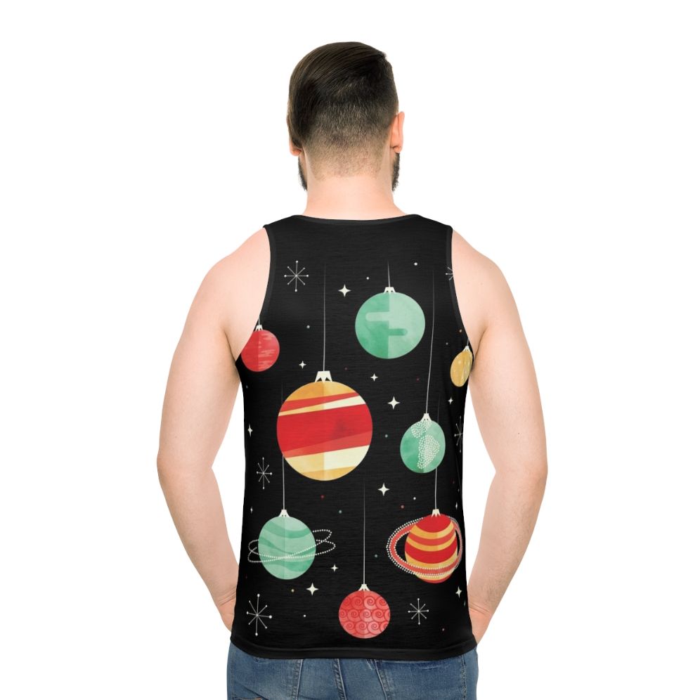 Unisex tank top with cosmic and holiday-inspired design - men back